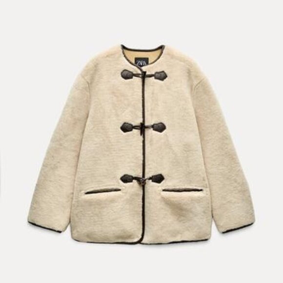 NWT ZARA FAUX FUR TOGGLE COAT - Picture 1 of 10